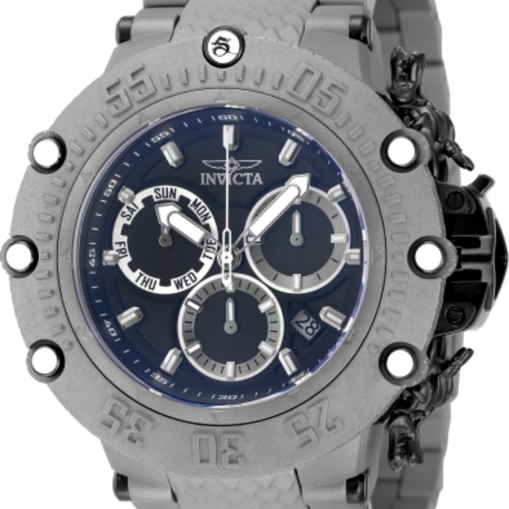 Invicta Mens 52mm Subaqua SWISS Quartz Chronograph Titanium Dark Blue 200m Watch